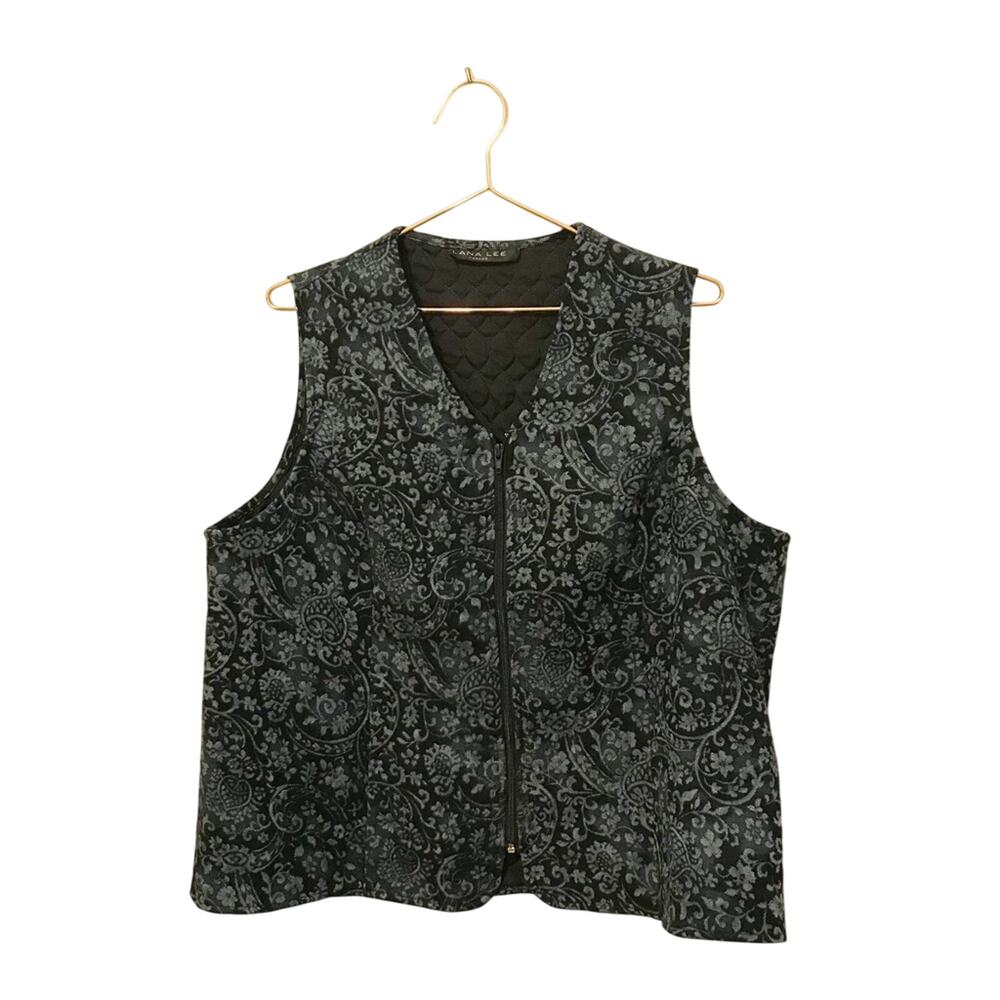 Vintage Lana Lee Canada quilted blue paisley floral vest see measurements